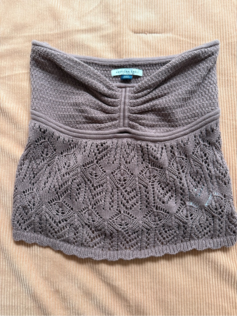 American Eagle Textured Knit Top in Mauve Taupe